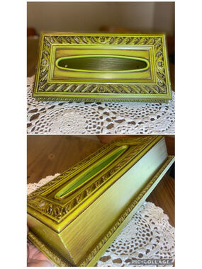 Vintage Syroco plastic composite tissue box cover